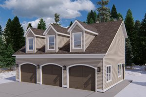 Exterior - Front Elevation 3 for Colonial House Plan #1060-158, 0.5 bath