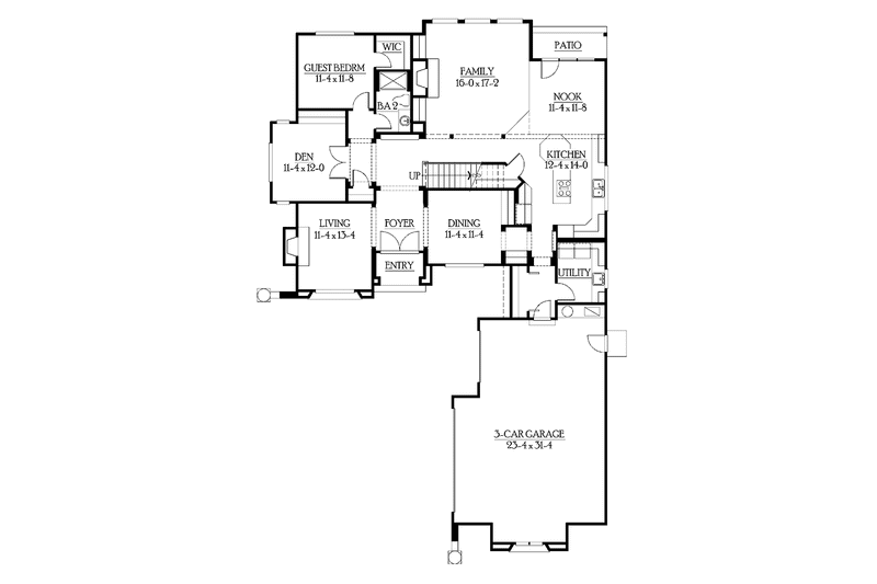 Home Plan - Floor Plan - Main Floor for Prairie House Plan #132-443 - 4 bed, 3 bath