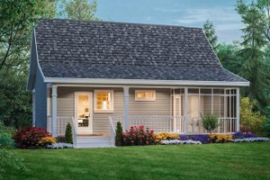 Exterior - Rear Elevation for Cottage House Plan #21-213 - 2 bed, 1 bath