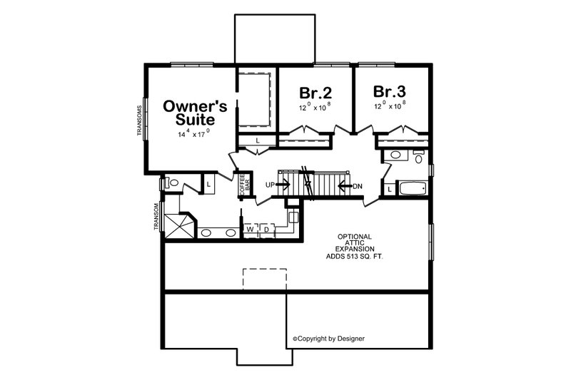 House Blueprint - Floor Plan - Upper Floor for Craftsman House Plan #20-2468 - 3 bed, 3.5 bath