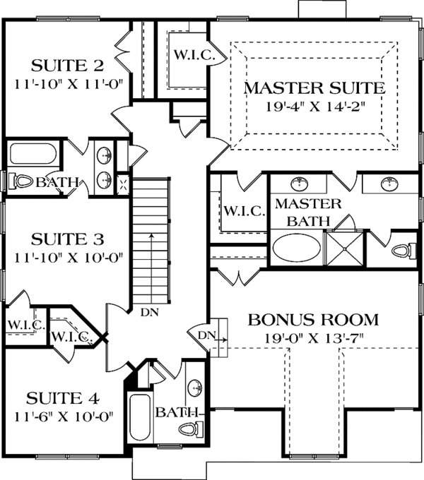 Dream House Plan - Traditional Floor Plan - Upper Floor Plan #453-527