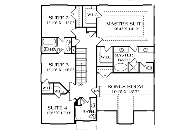 Home Plan - Floor Plan - Upper Floor for Traditional House Plan #453-527 - 4 bed, 3.5 bath