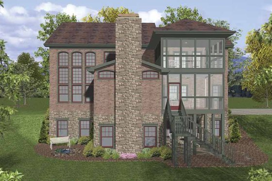Exterior - Rear Elevation for Traditional House Plan #56-681 - 4 bed, 4 bath