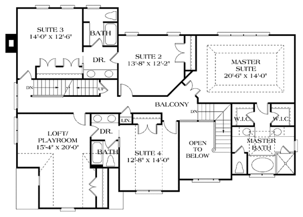 House Design - Colonial Floor Plan - Upper Floor Plan #453-175