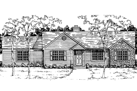 Exterior - Front Elevation 3 for Country House Plan #30-227 - 3 bed, 2 bath
