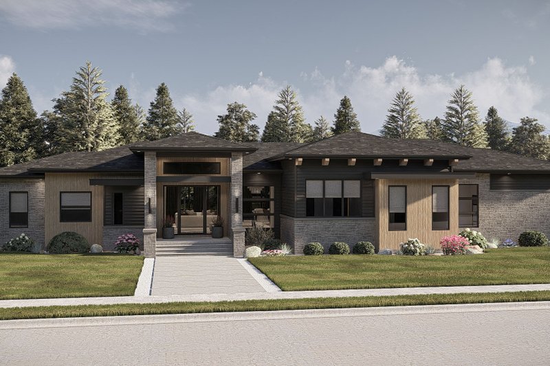 Architectural House Design - Exterior - Front Elevation 3 for Modern House Plan #455-823 - 3 bed, 2.5 bath
