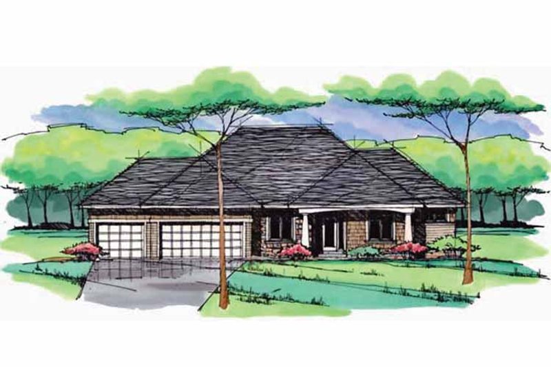 Architectural House Design - Exterior - Front Elevation 3 for European House Plan #51-987 - 1 bed, 1.5 bath