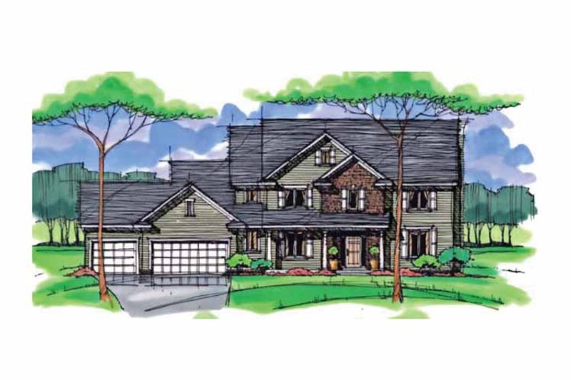 Architectural House Design - Exterior - Front Elevation 3 for Colonial House Plan #51-1015 - 4 bed, 4 bath
