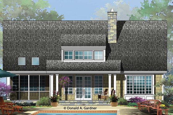 Exterior - Rear Elevation 1 for Cottage House Plan #929-960 - 3 bed, 3.5 bath