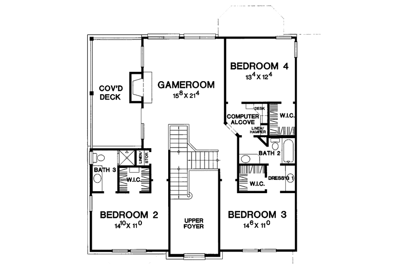 Dream House Plan - Floor Plan - Upper Floor for Country House Plan #472-299 - 4 bed, 3.5 bath