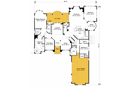 Floor Plan - Main Floor for Colonial House Plan #135-213 - 6 bed, 5.1 bath