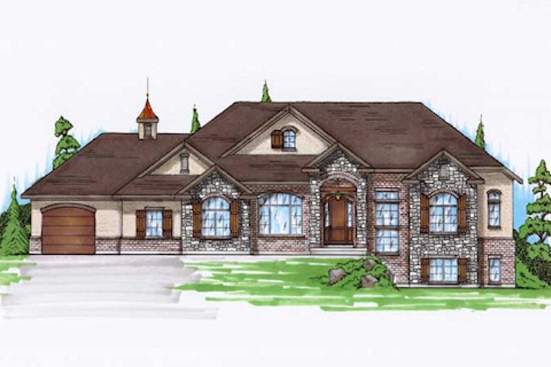 European Style House Plan - 4 Beds 3.5 Baths 2108 Sq/Ft Plan #5-248