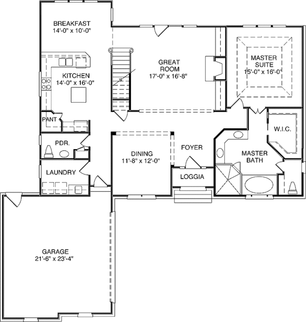 House Design - Traditional Floor Plan - Main Floor Plan #453-111