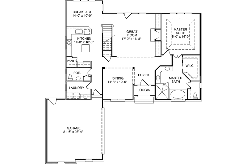 Dream House Plan - Floor Plan - Main Floor for Traditional House Plan #453-111 - 3 bed, 2.5 bath