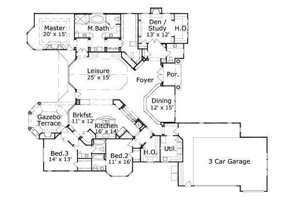 Floor Plan - Main Floor for European House Plan #411-748 - 3 bed, 3.5 bath