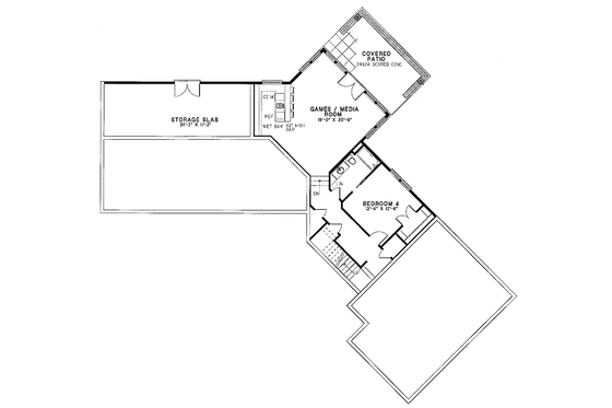 Floor Plan - Lower Floor for Country House Plan #17-2636 - 4 bed, 3.5 bath