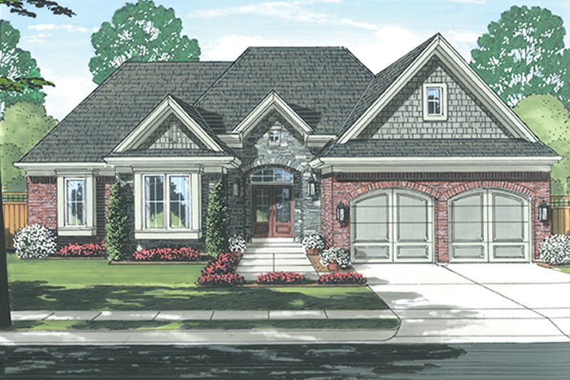 Home Plan - Exterior - Front Elevation 3 for European House Plan #46-851 - 3 bed, 2 bath