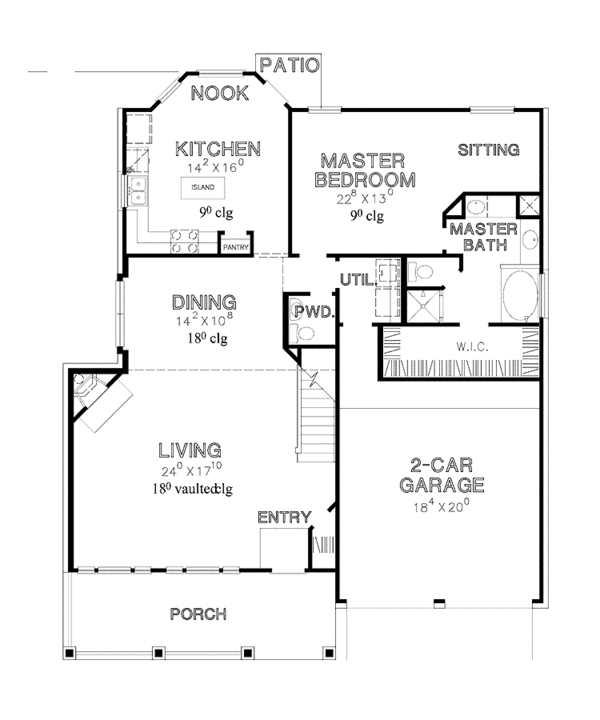 House Plan Design - Country Floor Plan - Main Floor Plan #472-384