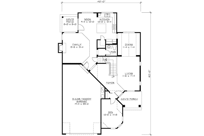 Dream House Plan - Floor Plan - Main Floor for Colonial House Plan #132-125 - 3 bed, 2.5 bath
