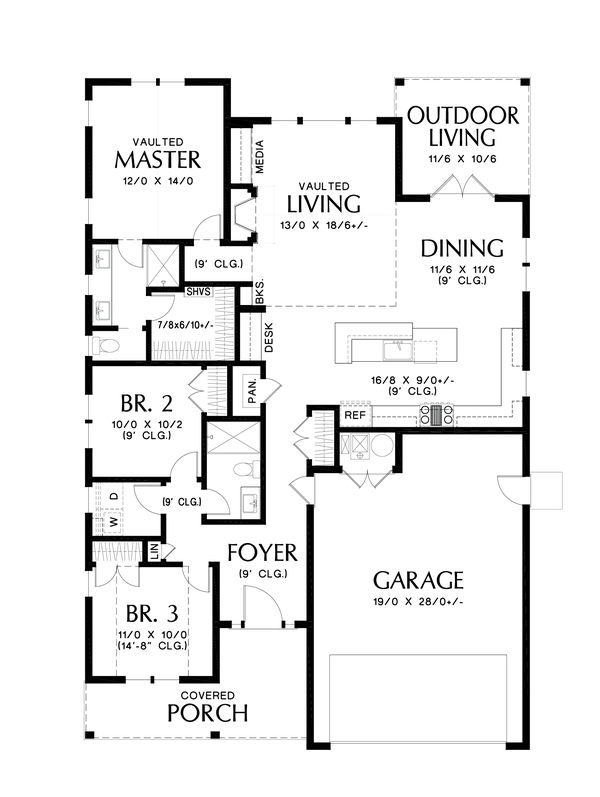 Architectural House Design - Farmhouse Floor Plan - Main Floor Plan #48-1032