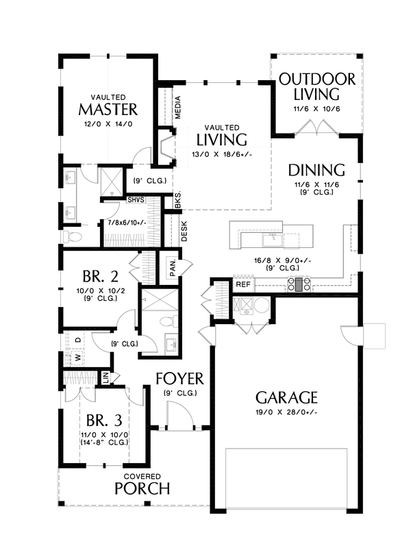 House Blueprint - Farmhouse Floor Plan - Main Floor Plan #48-1032