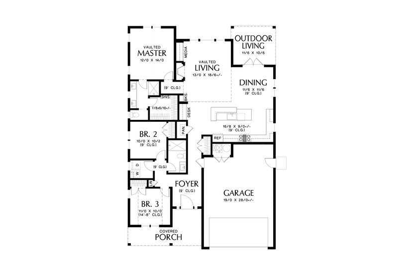 House Plan Design - Floor Plan - Main Floor for Farmhouse House Plan #48-1032 - 3 bed, 2 bath