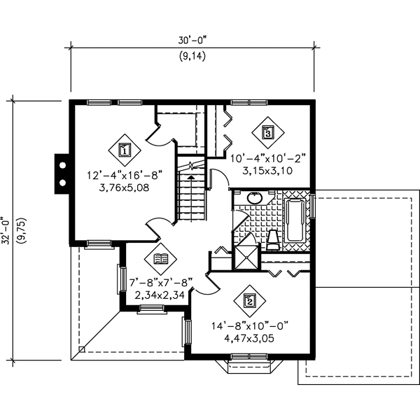 European Floor Plan - Upper Floor Plan #25-4156