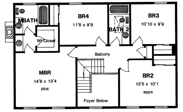Home Plan - Colonial Floor Plan - Upper Floor Plan #316-132