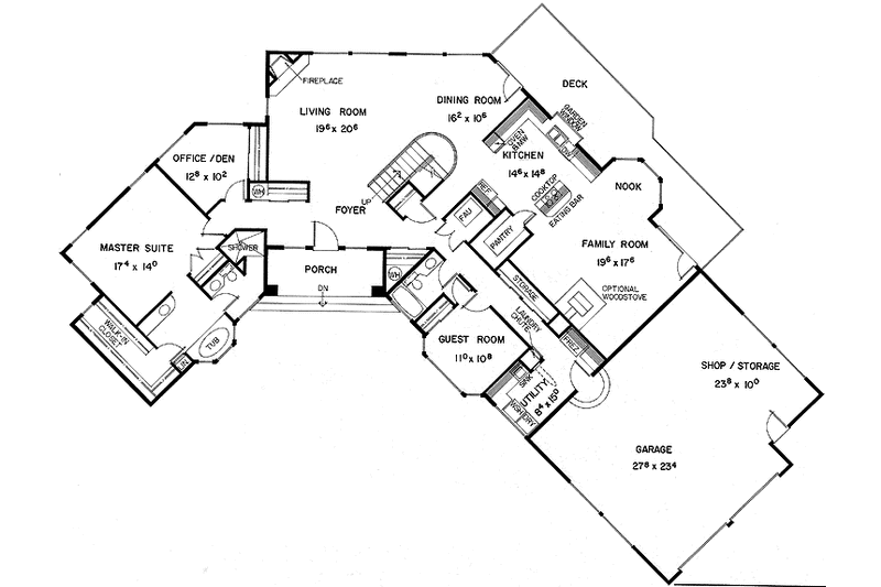 Home Plan - Floor Plan - Main Floor for Contemporary House Plan #60-807 - 5 bed, 3 bath