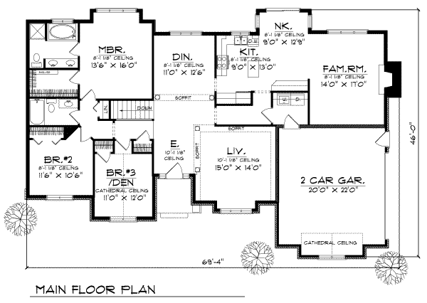 Home Plan - Traditional Floor Plan - Main Floor Plan #70-261