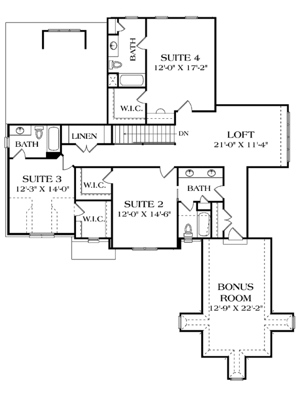 Architectural House Design - European Floor Plan - Upper Floor Plan #453-569