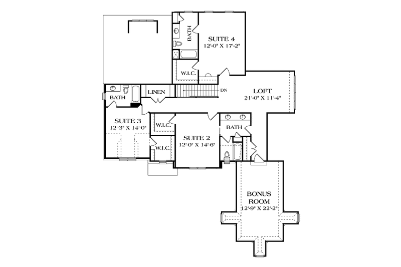 Home Plan - Floor Plan - Upper Floor for European House Plan #453-569 - 4 bed, 4.5 bath