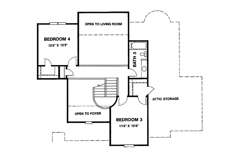 Dream House Plan - Floor Plan - Upper Floor for Traditional House Plan #952-19 - 4 bed, 3 bath