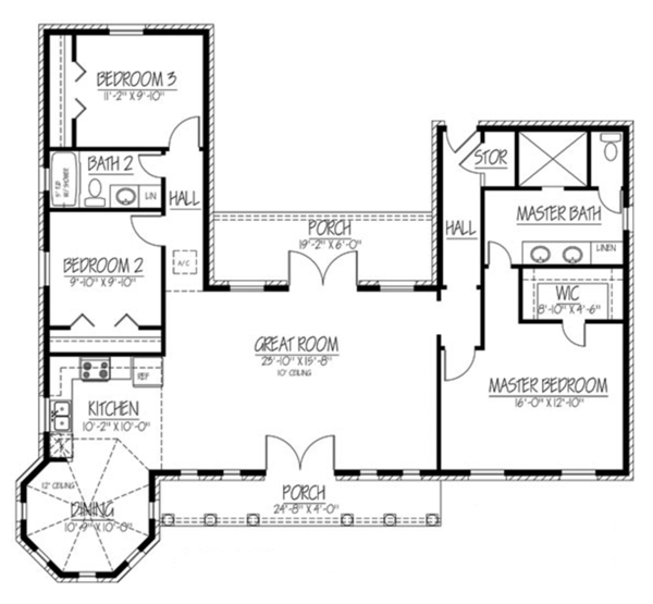 Home Plan - Adobe / Southwestern Floor Plan - Main Floor Plan #1061-24