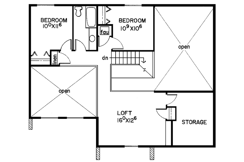 Home Plan - Floor Plan - Upper Floor for Contemporary House Plan #60-735 - 3 bed, 2.5 bath
