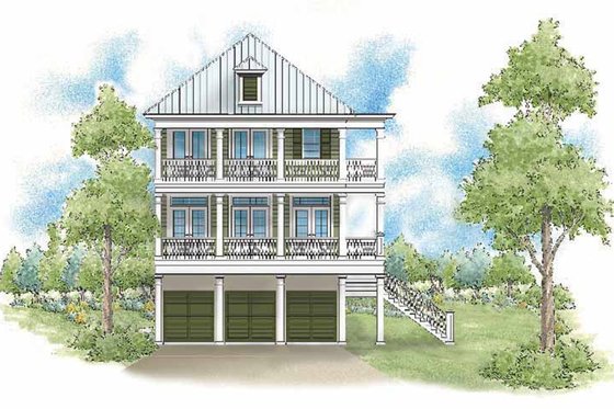 Exterior - Rear Elevation for Traditional House Plan #930-403 - 3 bed, 3.5 bath