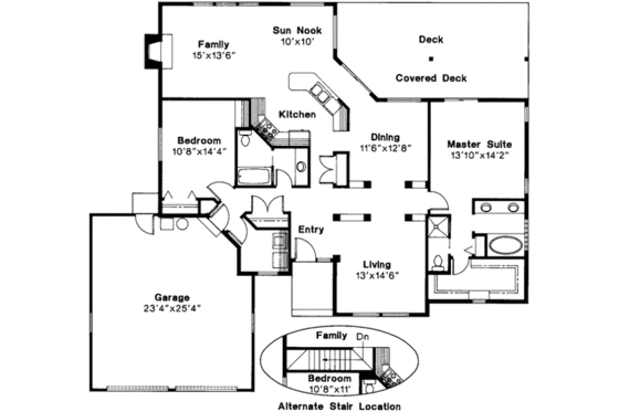 Floor Plan - Main Floor for Traditional House Plan #124-137 - 2 bed, 2 bath
