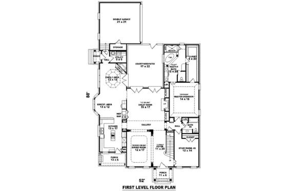 Floor Plan - Main Floor for Colonial House Plan #81-1612 - 3 bed, 3 bath