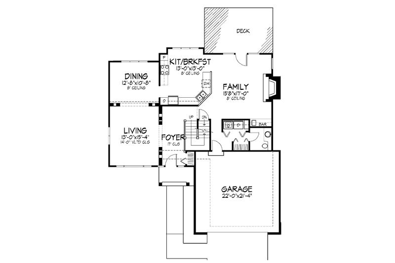 Home Plan - Floor Plan - Main Floor for Contemporary House Plan #320-723 - 3 bed, 2.5 bath