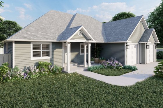Exterior - Front Elevation 3 for Ranch House Plan #1060-10 - 3 bed, 2 bath
