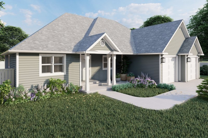 Home Plan - Exterior - Front Elevation 3 for Ranch House Plan #1060-10 - 3 bed, 2 bath