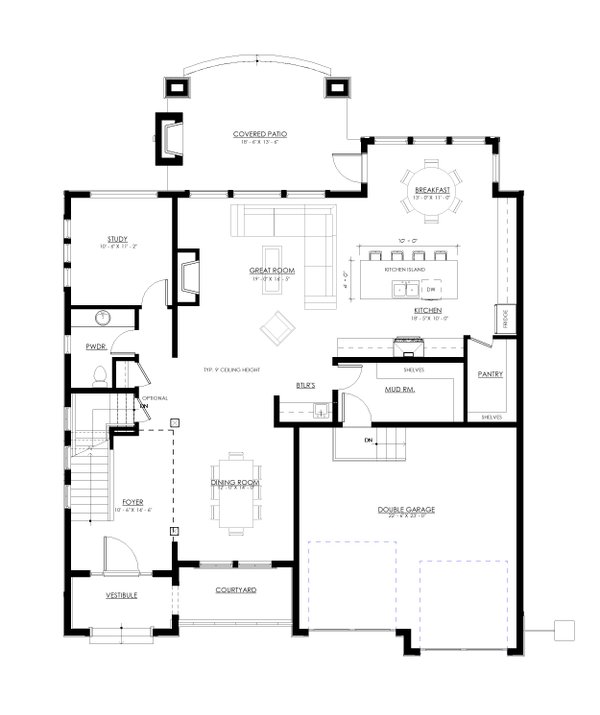 Architectural House Design - Traditional Floor Plan - Main Floor Plan #1114-73