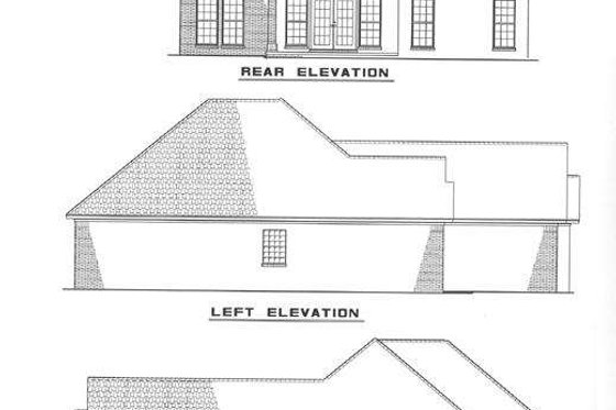 Exterior - Rear Elevation for Traditional House Plan #17-194 - 2 bed, 2 bath