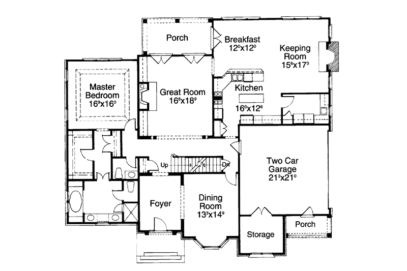 Home Plan - Floor Plan - Main Floor for Colonial House Plan #429-178 - 4 bed, 3.5 bath