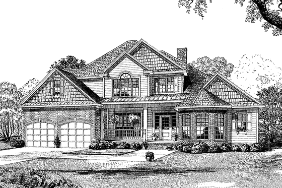 Exterior - Front Elevation 3 for Traditional House Plan #17-2802 - 4 bed, 3 bath