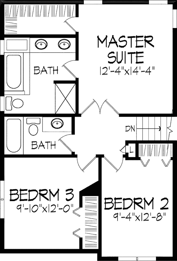 House Blueprint - European Floor Plan - Upper Floor Plan #51-735