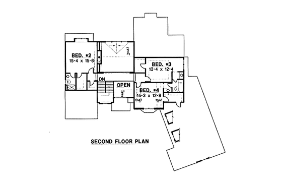 Floor Plan - Upper Floor for Traditional House Plan #67-132 - 4 bed, 4 bath
