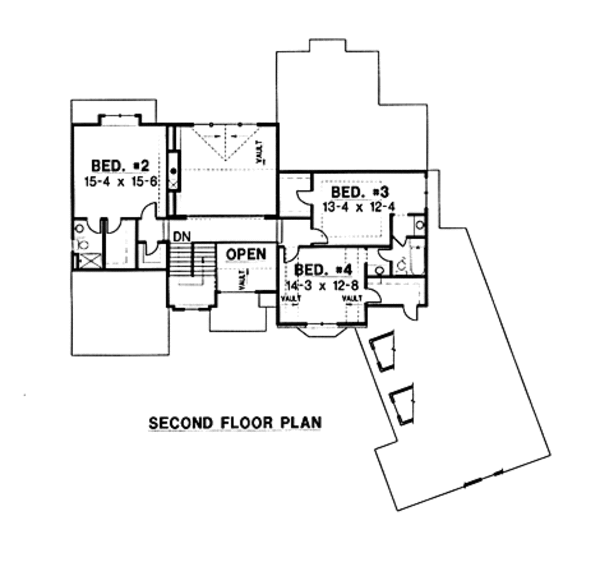 Traditional Floor Plan - Upper Floor Plan #67-132