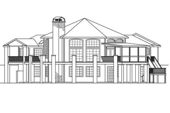 Exterior - Rear Elevation for European House Plan #124-938 - 3 bed, 3 bath