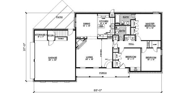 Dream House Plan - Southern Floor Plan - Main Floor Plan #45-284